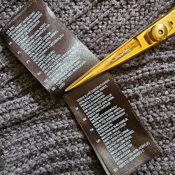 H&M Round Neckline High Low Knit Sweater with Studded Detail M Grey - Picture 8 of 8